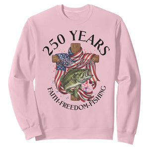 Faith Freedom Fishing Sweatshirt 250 Years Of Christian Fish Hunting TS12 Light Pink Print Your Wear