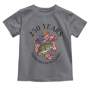 Faith Freedom Fishing Toddler T Shirt 250 Years Of Christian Fish Hunting TS12 Charcoal Print Your Wear