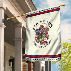 Faith Freedom Fishing Patriotic Garden Flag 250 Years Of Christian Fish Hunting TS12 Modern Beige Red Print Your Wear