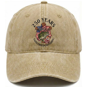 Faith Freedom Fishing Washed Cotton Baseball Cap 250 Years Of Christian Fish Hunting TS12 Print Your Wear