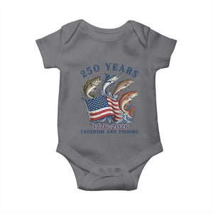 Freedom And Fishing Baby Onesie Patriotic American Flag Fisherman Gift TS12 Charcoal Print Your Wear
