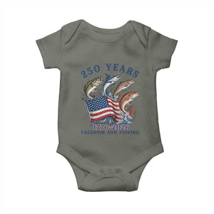 Freedom And Fishing Baby Onesie Patriotic American Flag Fisherman Gift TS12 Military Green Print Your Wear