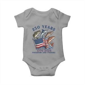 Freedom And Fishing Baby Onesie Patriotic American Flag Fisherman Gift TS12 Sport Gray Print Your Wear