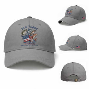 Freedom And Fishing Baseball Cap Patriotic American Flag Fisherman Gift TS12 Baseball Cap Universal Fit Sport Gray Print Your Wear
