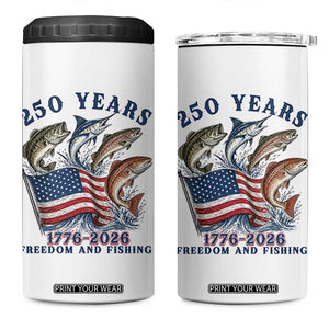 Freedom And Fishing 4 in 1 Can Cooler Tumbler Patriotic American Flag Fisherman Gift TS12 One Size: 16 oz White Print Your Wear