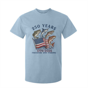 Freedom And Fishing T Shirt For Kid Patriotic American Flag Fisherman Gift TS12 Light Blue Print Your Wear