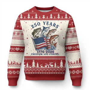 Freedom And Fishing Ugly Christmas Sweater Patriotic American Flag Fisherman Gift TS12 Beige Red Print Your Wear