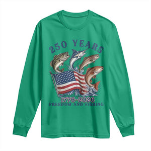 Freedom And Fishing Long Sleeve Shirt Patriotic American Flag Fisherman Gift TS12 Irish Green Print Your Wear