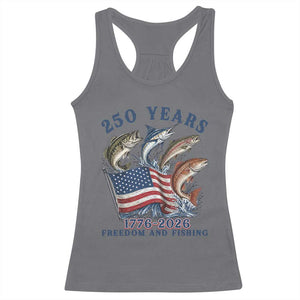 Freedom And Fishing Racerback Tank Top Patriotic American Flag Fisherman Gift TS12 Charcoal Print Your Wear