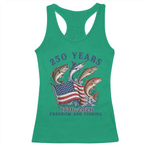 Freedom And Fishing Racerback Tank Top Patriotic American Flag Fisherman Gift TS12 Irish Green Print Your Wear