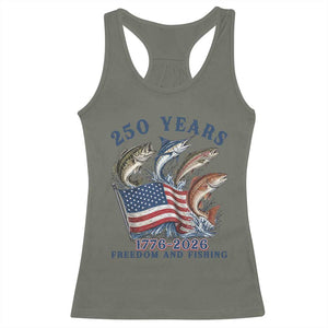 Freedom And Fishing Racerback Tank Top Patriotic American Flag Fisherman Gift TS12 Military Green Print Your Wear