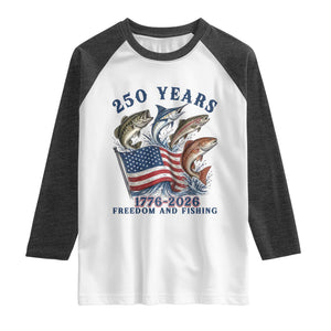 Freedom And Fishing Raglan Shirt Patriotic American Flag Fisherman Gift TS12 White Heather Charcoal Print Your Wear