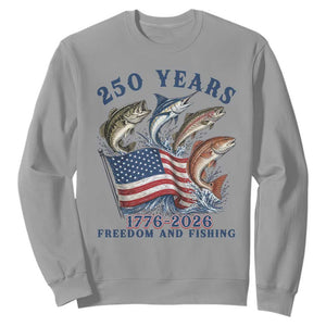 Freedom And Fishing Sweatshirt Patriotic American Flag Fisherman Gift TS12 Sport Gray Print Your Wear