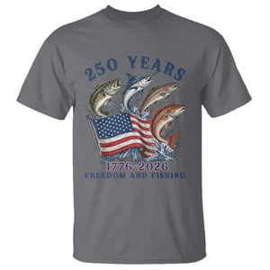 Freedom And Fishing T Shirt Patriotic American Flag Fisherman Gift TS12 Charcoal Print Your Wear