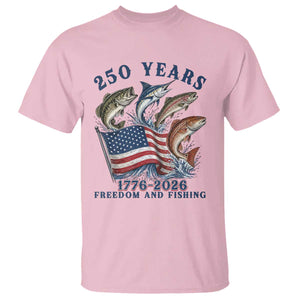 Freedom And Fishing T Shirt Patriotic American Flag Fisherman Gift TS12 Light Pink Print Your Wear