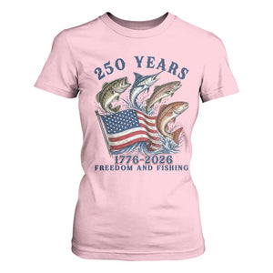 Freedom And Fishing T Shirt For Women Patriotic American Flag Fisherman Gift TS12 Light Pink Print Your Wear