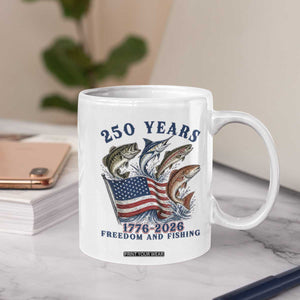 Freedom And Fishing Coffee Mug Patriotic American Flag Fisherman Gift TS12 Print Your Wear