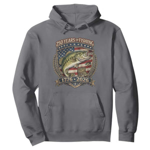 Vintage 250 Years Of Fishing Hoodie American Flag Fisherman TS12 Charcoal Print Your Wear