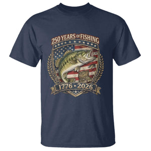 Vintage 250 Years Of Fishing T Shirt American Flag Fisherman TS12 Navy Print Your Wear