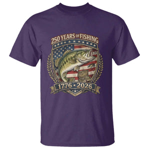 Vintage 250 Years Of Fishing T Shirt American Flag Fisherman TS12 Purple Print Your Wear