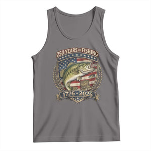 Vintage 250 Years Of Fishing Tank Top American Flag Fisherman TS12 Deep Heather Print Your Wear