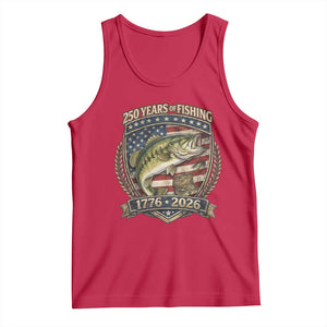 Vintage 250 Years Of Fishing Tank Top American Flag Fisherman TS12 Red Print Your Wear