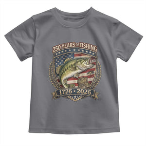 Vintage 250 Years Of Fishing Toddler T Shirt American Flag Fisherman TS12 Charcoal Print Your Wear