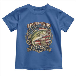 Vintage 250 Years Of Fishing Toddler T Shirt American Flag Fisherman TS12 Royal Blue Print Your Wear