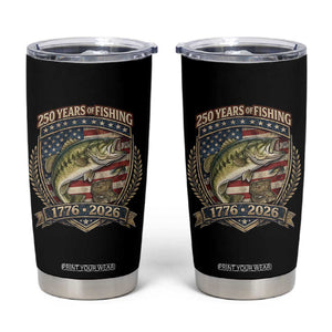 Vintage 250 Years Of Fishing Tumbler Cup American Flag Fisherman TS12 Black Print Your Wear