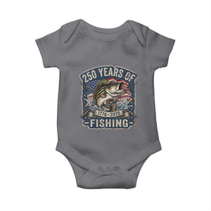 Vintage 250 Years Of Fishing Baby Onesie Patriotic Angler TS12 Charcoal Print Your Wear