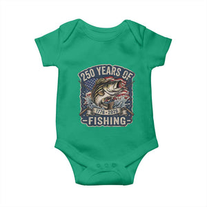 Vintage 250 Years Of Fishing Baby Onesie Patriotic Angler TS12 Irish Green Print Your Wear