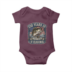 Vintage 250 Years Of Fishing Baby Onesie Patriotic Angler TS12 Maroon Print Your Wear