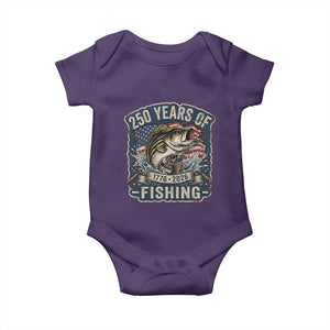Vintage 250 Years Of Fishing Baby Onesie Patriotic Angler TS12 Purple Print Your Wear