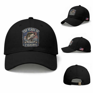 Vintage 250 Years Of Fishing Baseball Cap Patriotic Angler TS12 Baseball Cap Universal Fit Black Print Your Wear