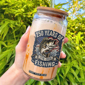 Vintage 250 Years Of Fishing Glass Can Patriotic Angler TS12 Black Print Your Wear