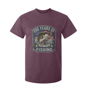 Vintage 250 Years Of Fishing T Shirt For Kid Patriotic Angler TS12 Maroon Print Your Wear