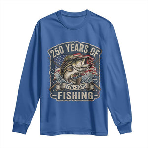 Vintage 250 Years Of Fishing Long Sleeve Shirt Patriotic Angler TS12 Royal Blue Print Your Wear