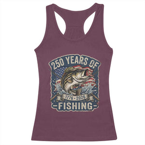 Vintage 250 Years Of Fishing Racerback Tank Top Patriotic Angler TS12 Maroon Print Your Wear