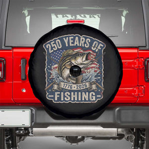 Vintage 250 Years Of Fishing Spare Tire Cover Patriotic Angler TS12 Black Print Your Wear
