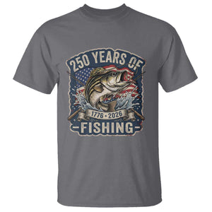 Vintage 250 Years Of Fishing T Shirt Patriotic Angler TS12 Charcoal Print Your Wear