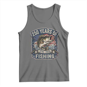 Vintage 250 Years Of Fishing Tank Top Patriotic Angler TS12 Black Heather Print Your Wear