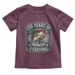 Vintage 250 Years Of Fishing Toddler T Shirt Patriotic Angler TS12 Maroon Print Your Wear