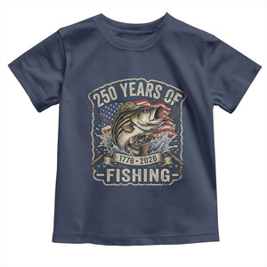 Vintage 250 Years Of Fishing Toddler T Shirt Patriotic Angler TS12 Navy Print Your Wear