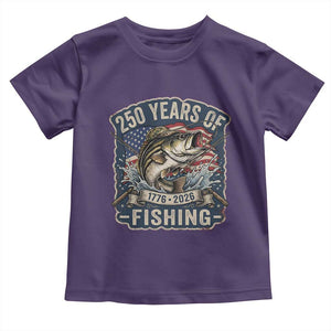 Vintage 250 Years Of Fishing Toddler T Shirt Patriotic Angler TS12 Purple Print Your Wear