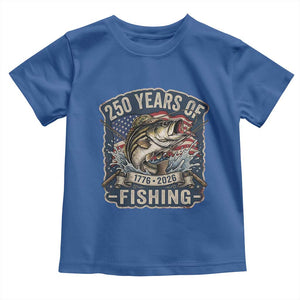 Vintage 250 Years Of Fishing Toddler T Shirt Patriotic Angler TS12 Royal Blue Print Your Wear
