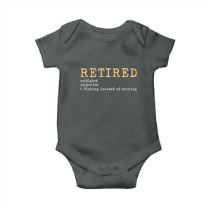 Retired Definition Fishing Baby Onesie Funny Retirement Fisherman Gift TS12 Dark Heather Print Your Wear