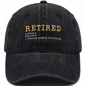 Retired Definition Fishing Washed Cotton Baseball Cap Funny Retirement Fisherman Gift TS12 Print Your Wear