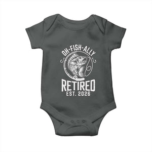 Officially Retired Est 2026 Fishing Baby Onesie Funny Fishing Retirement Gift TS12 Dark Heather Print Your Wear