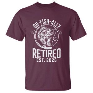 Officially Retired Est 2026 Fishing T Shirt Funny Fishing Retirement Gift TS12 Maroon Print Your Wear
