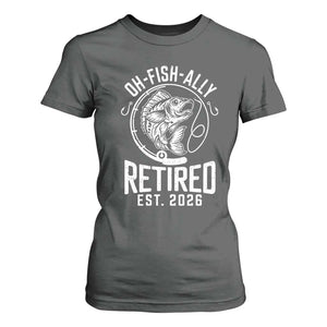 Officially Retired Est 2026 Fishing T Shirt For Women Funny Fishing Retirement Gift TS12 Dark Heather Print Your Wear